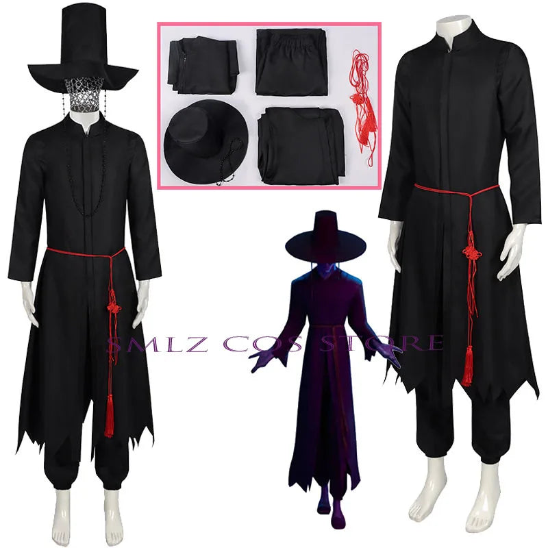 Saja Boy Jinu Cosplay Anime Movie Demon Hunter Costume Wig Kpop Group Singing Man Black Suit Hat Halloween Party Women Men