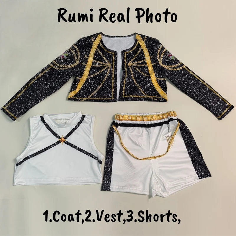 Kids K-Pop Demon Hunters Zoey Rumi Mira Costume Fancy Dress Cosplay Virtual Idol Movie Cosplay for Girls' Kids Halloween Carniva