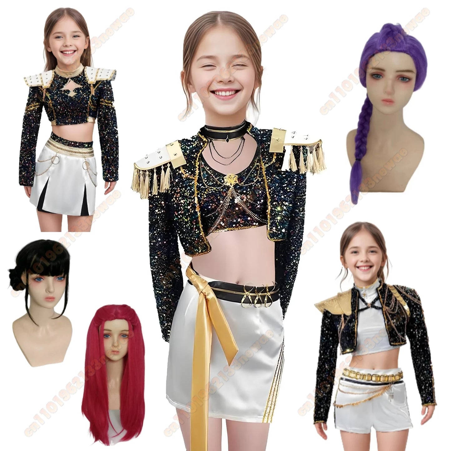 2025 Adult kid K-Pop Rumi Cosplay Costume Kid Wig Demon Hunters Stage Clothes Coat Movie Halloween Korea Group Idol Outfit Girls