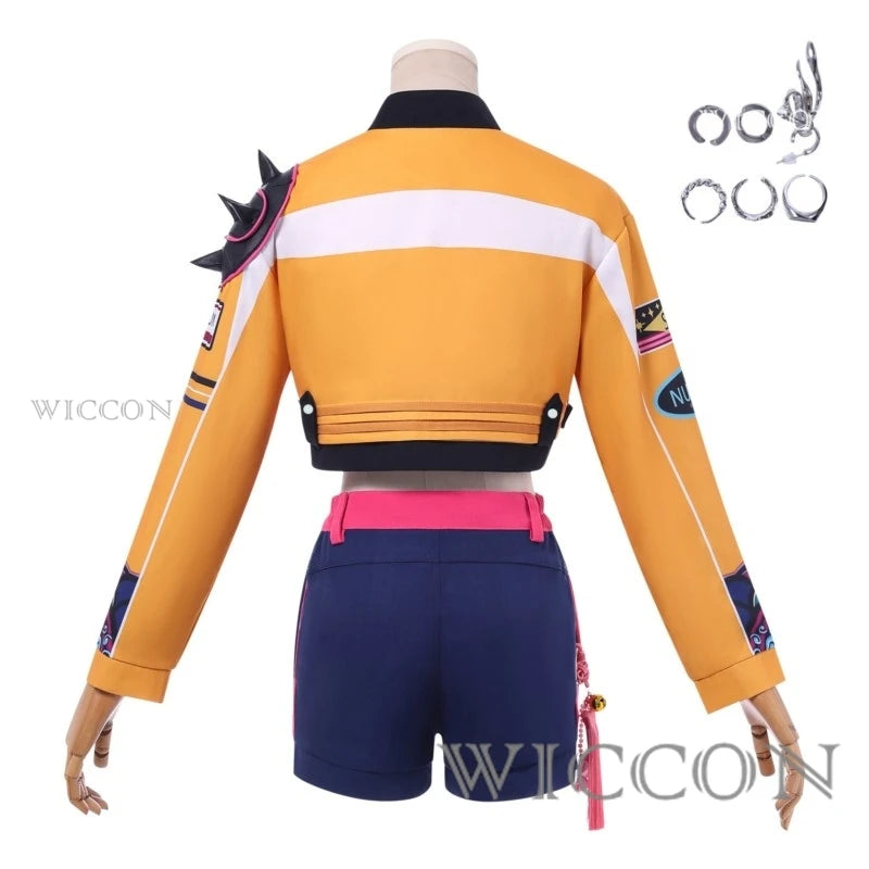 KPOP Huntrix Rumi Cosplay Costume Wig Mira Zoey Stage Uniform Top Skirt Superstar Demon Hunters Girl Women Kids Halloween Suit