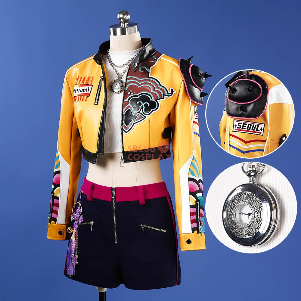 SBluuCosplay Kpop Huntrix Rumi Cosplay Costume Demon Hunters Rumi Cosplay Wig