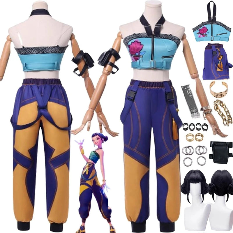 Anime KPop Demon Hunters Zoey Cosplay Costume Wig Women Girls Halloween Carnival Comic-con Party Role Playing Outfits Full Set