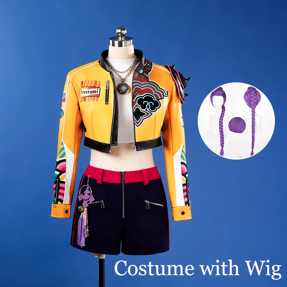 SBluuCosplay Kpop Huntrix Rumi Cosplay Costume Demon Hunters Rumi Cosplay Wig