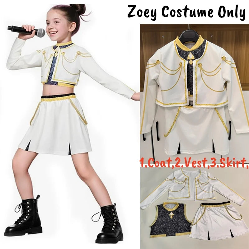 Kids K-Pop Demon Hunters Zoey Rumi Mira Costume Fancy Dress Cosplay Virtual Idol Movie Cosplay for Girls' Kids Halloween Carniva