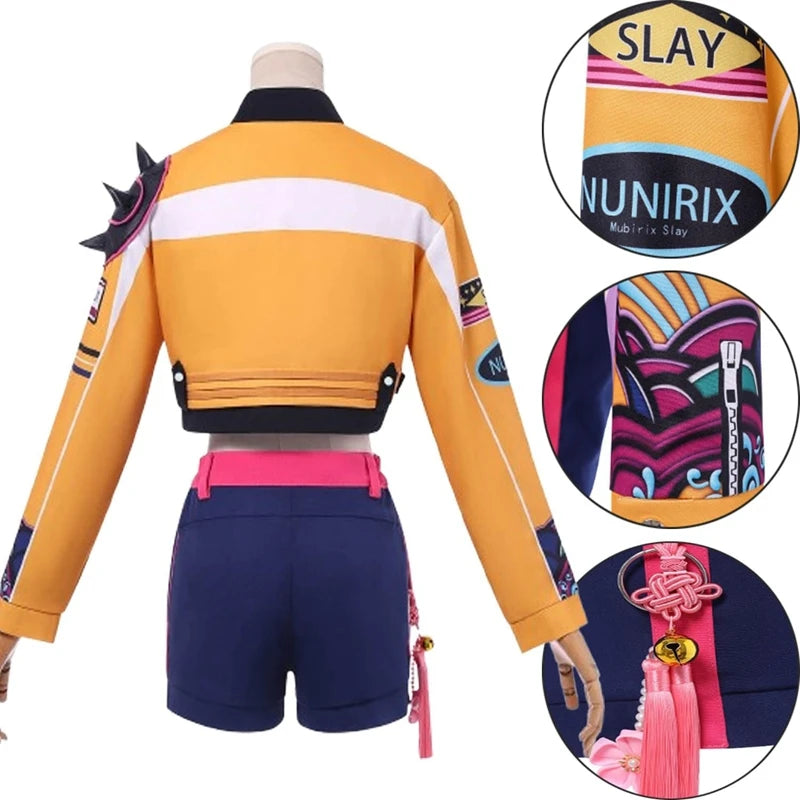 Anime KPop Demon Hunters Rumi Cosplay Costume Halloween Party Carnival Role Play Uniform with Wig Earrings Ring for Women Girls