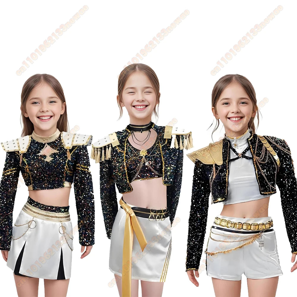 2025 Adult kid K-Pop Rumi Cosplay Costume Kid Wig Demon Hunters Stage Clothes Coat Movie Halloween Korea Group Idol Outfit Girls