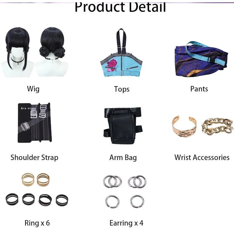 Anime KPop Demon Hunters Zoey Cosplay Costume Wig Women Girls Halloween Carnival Comic-con Party Role Playing Outfits Full Set