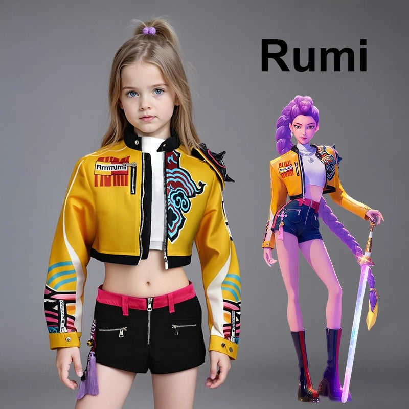 Kids Three Piece + Accessories Rumi KPOP Demon Hunters Costume