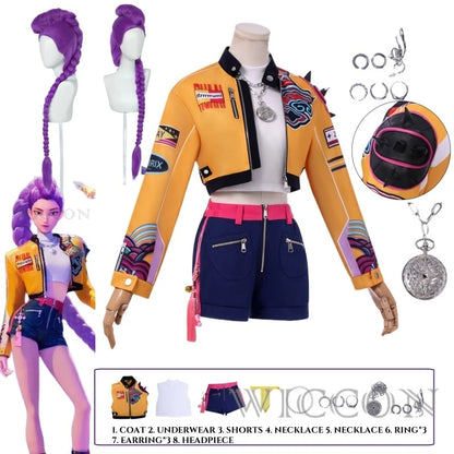 KPOP Huntrix Rumi Cosplay Costume Wig Mira Zoey Stage Uniform Top Skirt Superstar Demon Hunters Girl Women Kids Halloween Suit