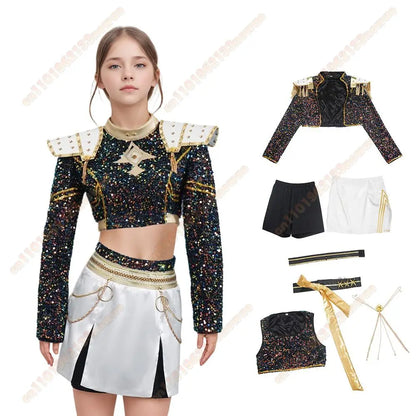 2025 Adult kid K-Pop Rumi Cosplay Costume Kid Wig Demon Hunters Stage Clothes Coat Movie Halloween Korea Group Idol Outfit Girls