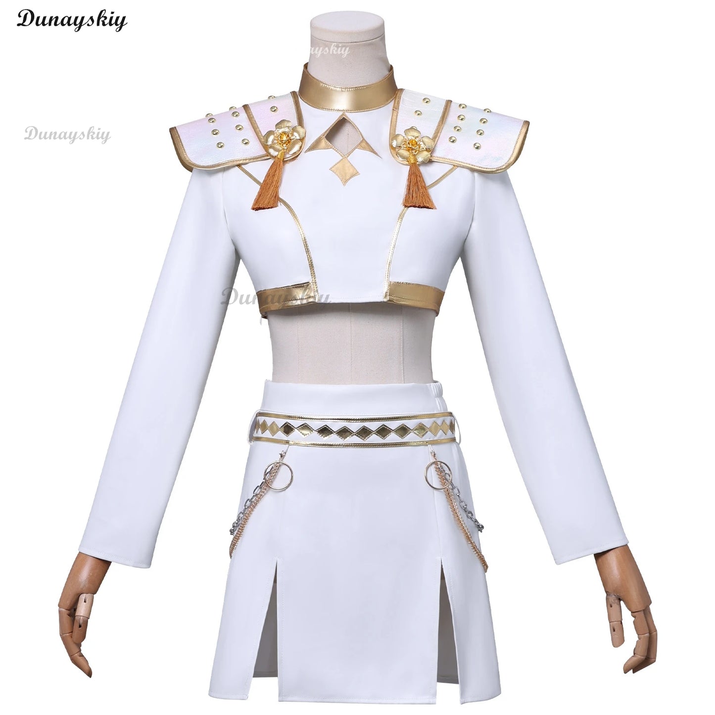 Kpop Demon Hunter Zoey Cosplay Costume Wig Huntrix Zoey White Suit Korean Wave Superstar Idol Performance Set Halloween Carnival