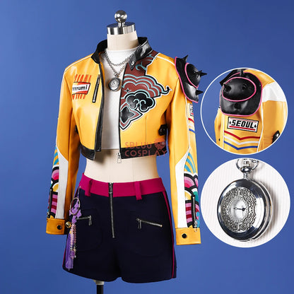 SBluuCosplay Kpop Huntrix Rumi Cosplay Costume Demon Hunters Rumi Cosplay Wig