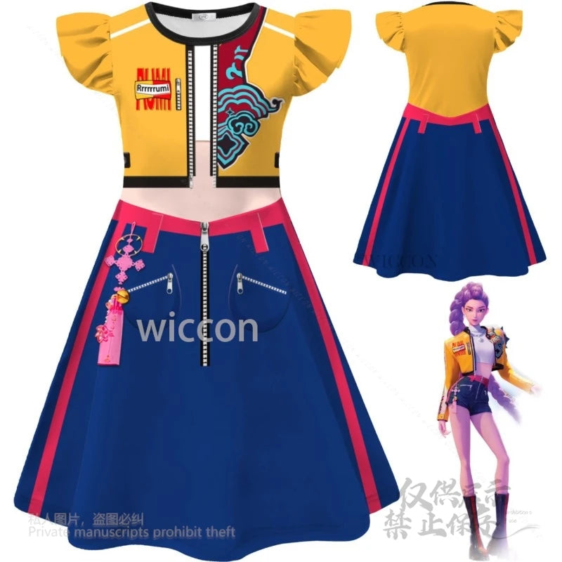 Anime KPOP Huntrix Mira Rumi Zoey Cosplay Costume Stage SuitSet High Quality Clothing Children Bag Demon Hunters Halloween Party