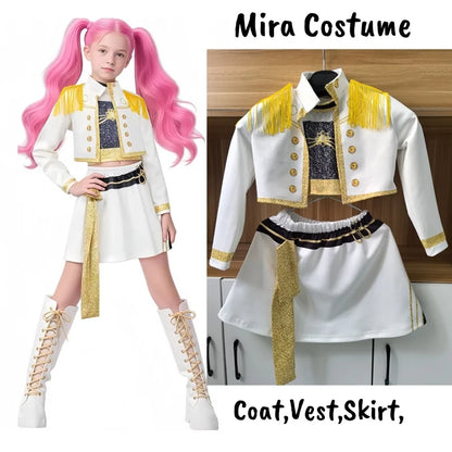 Kids K-Pop Demon Hunters Zoey Rumi Mira Costume Fancy Dress Cosplay Virtual Idol Movie Cosplay for Girls' Kids Halloween Carniva