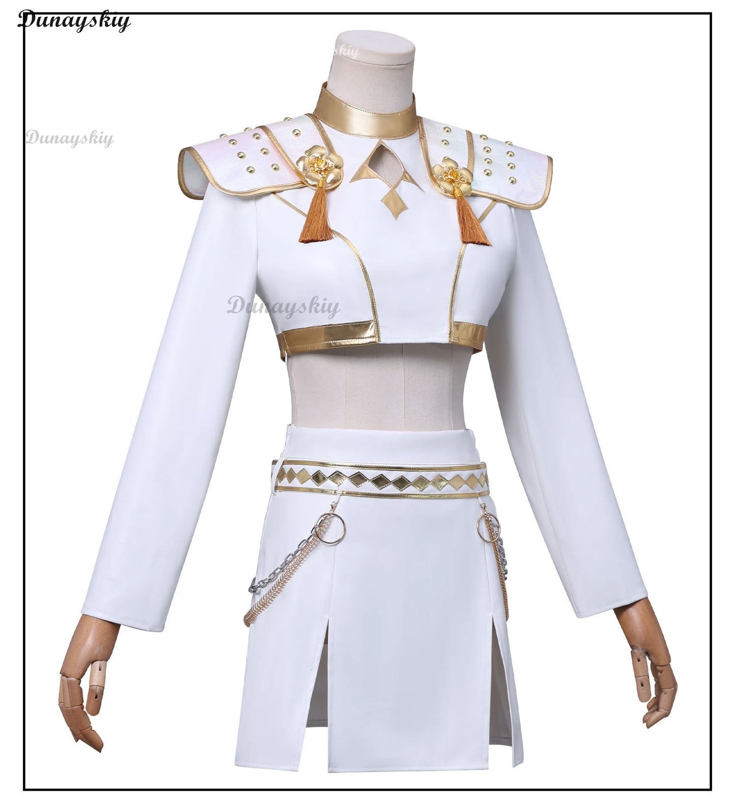 Kpop Demon Hunter Zoey Cosplay Costume Wig Huntrix Zoey White Suit Korean Wave Superstar Idol Performance Set Halloween Carnival