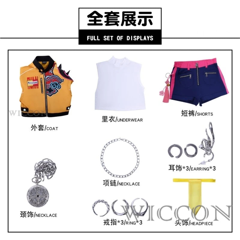 KPOP Huntrix Rumi Cosplay Costume Wig Mira Zoey Stage Uniform Top Skirt Superstar Demon Hunters Girl Women Kids Halloween Suit