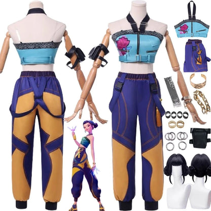 Anime KPop Demon Hunters Zoey Cosplay Costume Wig Women Girls Halloween Carnival Comic-con Party Role Playing Outfits Full Set