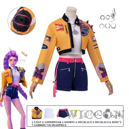 KPOP Huntrix Rumi Cosplay Costume Wig Mira Zoey Stage Uniform Top Skirt Superstar Demon Hunters Girl Women Kids Halloween Suit