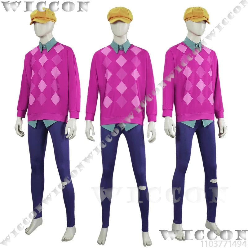 Baby Soda Pop Kpop Demon Hunter Saja Boys Cosplay Costume Pink Top Shirt Blue Pant Green Wig Hat Halloween Idol Boys Group Stage