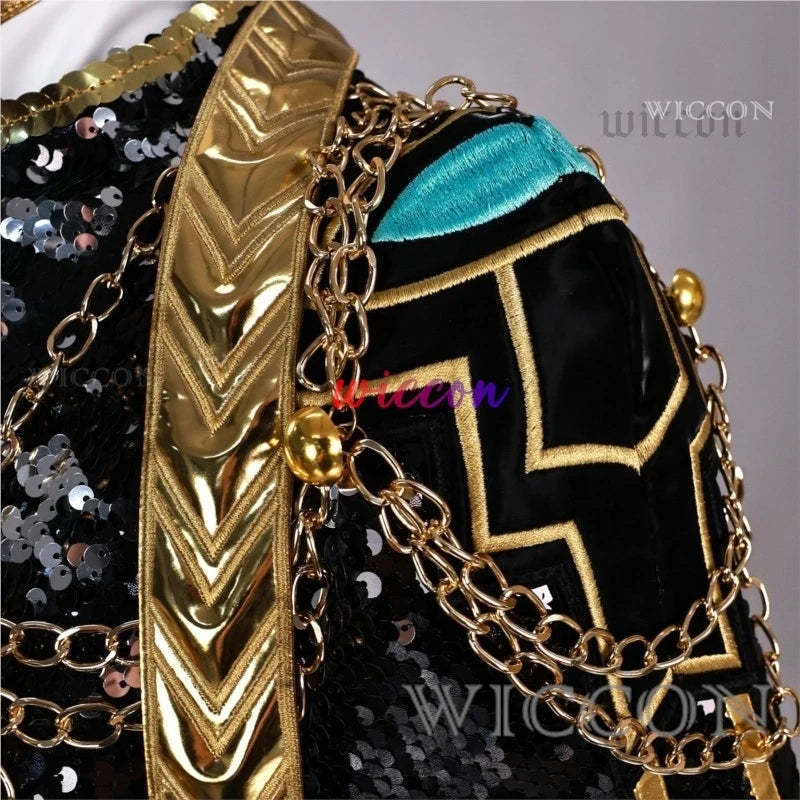 AHuntrix GOLDEN Demon Hunters Rumi Cosplay Mira Zoey Costume Full Set Wig Kpop Glittering Stage Wear Women Halloween Roleplay