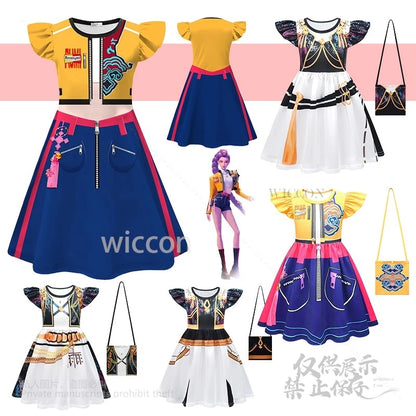 Anime KPOP Huntrix Mira Rumi Zoey Cosplay Costume Stage SuitSet High Quality Clothing Children Bag Demon Hunters Halloween Party
