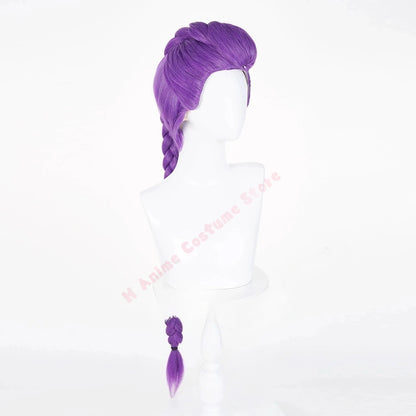 Rumi Cosplay Wig Movie KPop Demon Hunters Purple Braid Long Hair Heat-resistant Fiber Hair + Wig Cap Halloween Girls Women