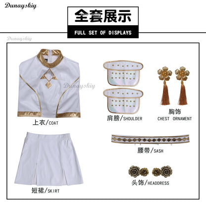 Kpop Demon Hunter Zoey Cosplay Costume Wig Huntrix Zoey White Suit Korean Wave Superstar Idol Performance Set Halloween Carnival