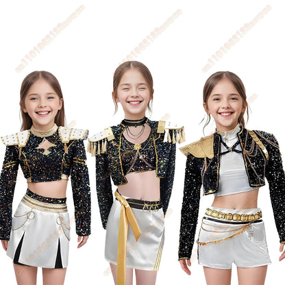 2025 Adult kid K-Pop Rumi Cosplay Costume Kid Wig Demon Hunters Stage Clothes Coat Movie Halloween Korea Group Idol Outfit Girls