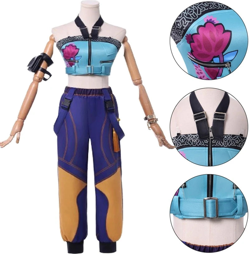 Anime KPop Demon Hunters Zoey Cosplay Costume Wig Women Girls Halloween Carnival Comic-con Party Role Playing Outfits Full Set