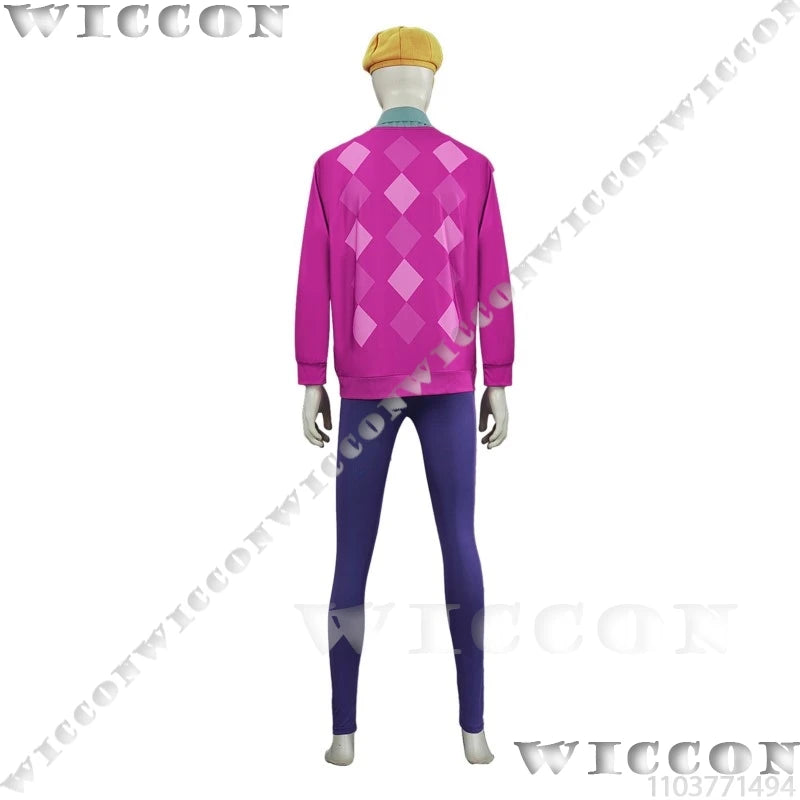 Baby Soda Pop Kpop Demon Hunter Saja Boys Cosplay Costume Pink Top Shirt Blue Pant Green Wig Hat Halloween Idol Boys Group Stage