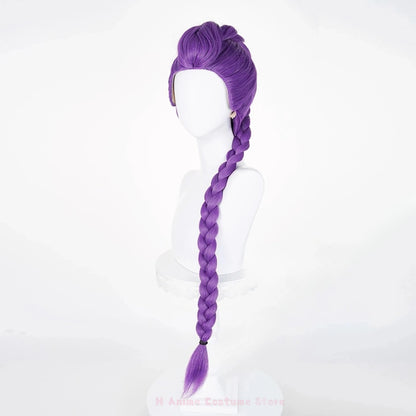 Rumi Cosplay Wig Movie KPop Demon Hunters Purple Braid Long Hair Heat-resistant Fiber Hair + Wig Cap Halloween Girls Women