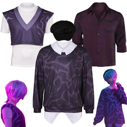 Kpop Demon Hunters Jinu Baby Abby Mystery Saja Boys Cosplay T-shirt Costume For Men Sweater Roleplay Halloween Carnival Suit