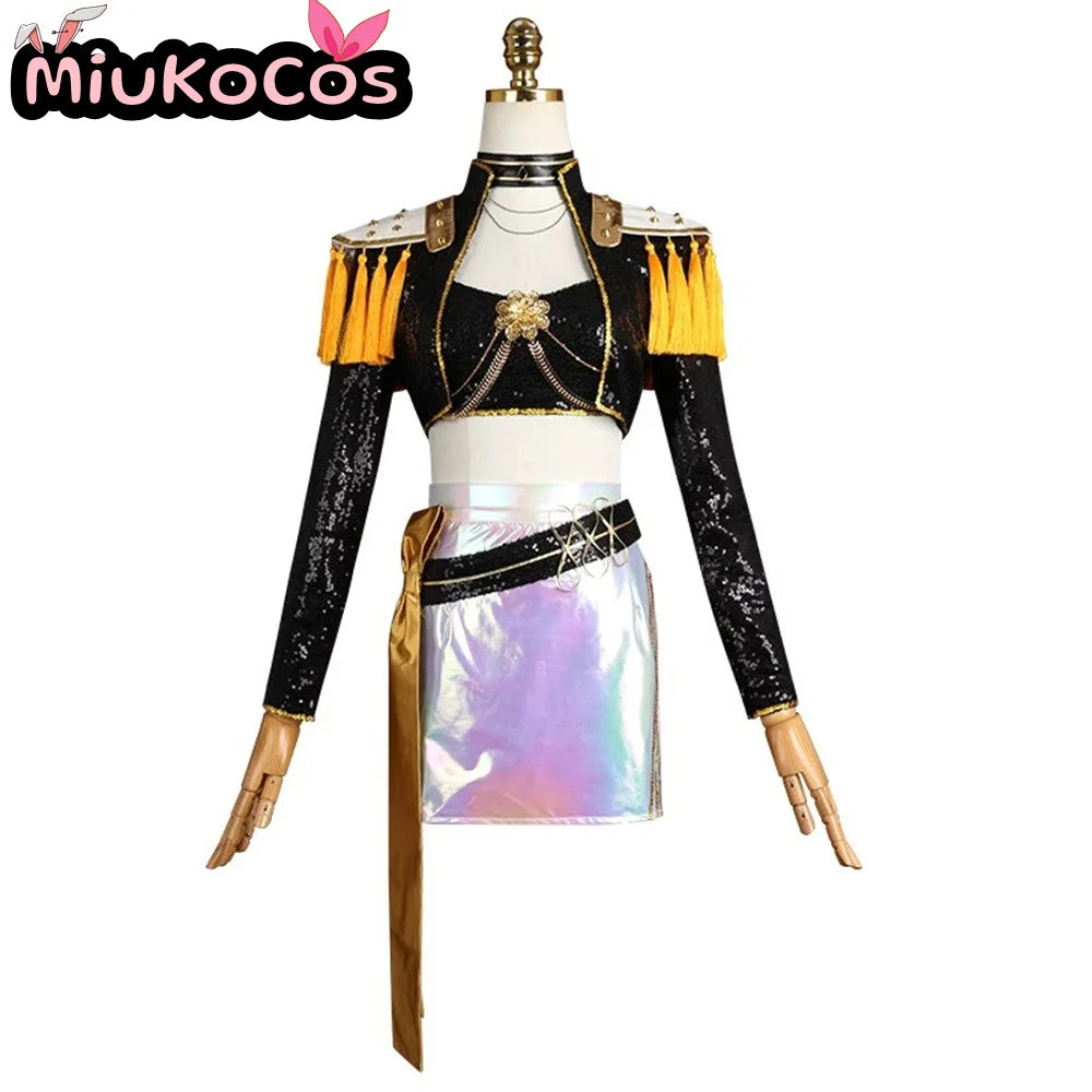 IN STOCK Mira Black Glitter Stage Outfit Cosplay Costume MiuKoCosplay Cosplay Anime KPop Demon Hunters Cosplay