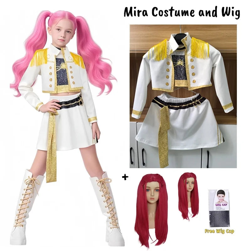 Kids K-Pop Demon Hunters Zoey Rumi Mira Costume Fancy Dress Cosplay Virtual Idol Movie Cosplay for Girls' Kids Halloween Carniva