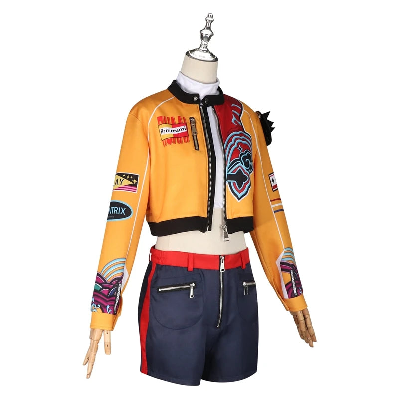 Anime KPop Demon Hunters Rumi Cosplay Costume Halloween Party Carnival Role Play Uniform with Wig Earrings Ring for Women Girls