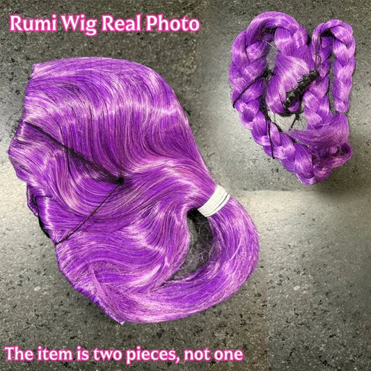 Movie Kpop Cosplay Wig Mira Rumi Zoey Demon Hunters Purple Black Red Long Hair Heat Resistant Synthetic Wigs Carnival Props