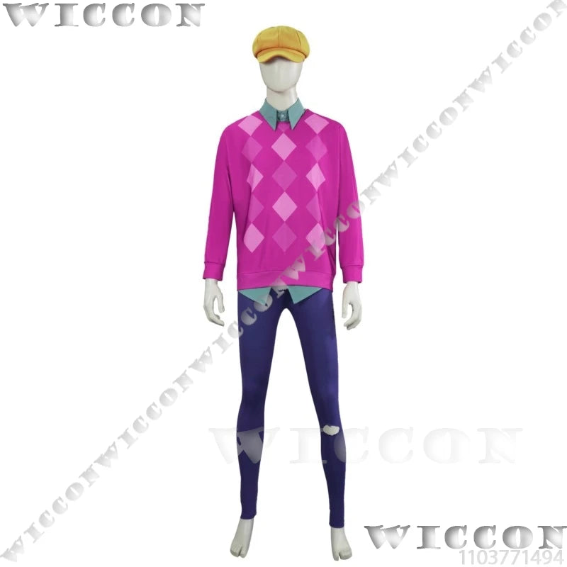 Baby Soda Pop Kpop Demon Hunter Saja Boys Cosplay Costume Pink Top Shirt Blue Pant Green Wig Hat Halloween Idol Boys Group Stage