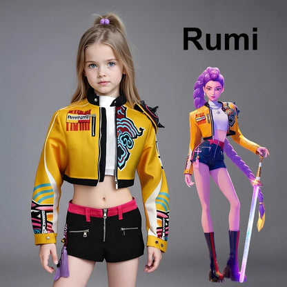Kids Three Piece + Accessories Rumi KPOP Demon Hunters Costume